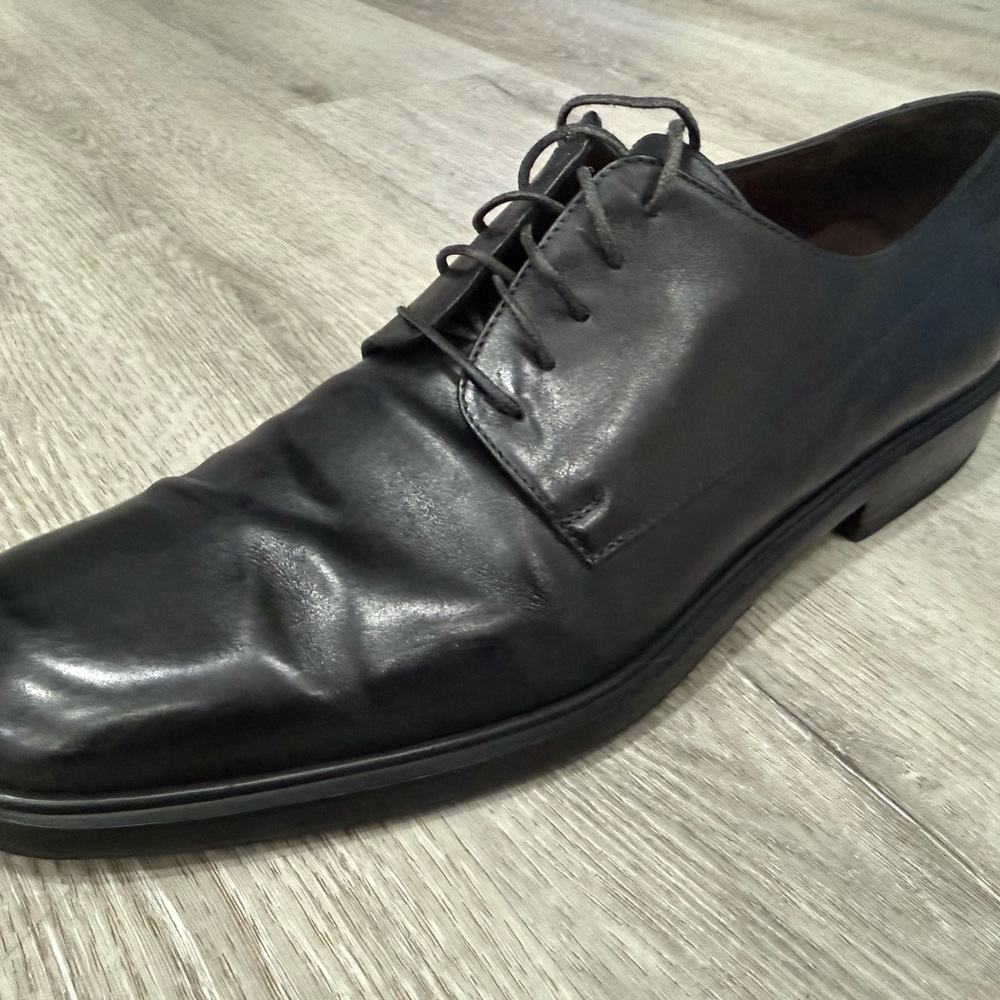 Salvatore Ferragamo Mens Black Leather Dress - Picture 6 of 12